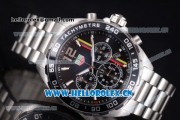 Tag Heuer Formula 1. James Hunt Miyota Quartz Stainless Steel Case/Bracelet with Black Dial and Stick/Arabic Numeral Markers