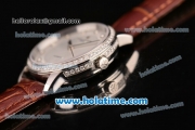 Vacheron Constantin Patrimony Swiss ETA 2824 Automatic Steel Case with Brown Leather Strap White Dial and Diamond Bezel