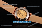 Vacheron Constantin Malte Tourbillon Asia Automatic Rose Gold Case with White Dial Brown Leather Strap - Stick Markers