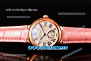 Cartier Ballon Bleu De Small Swiss Quartz Rose Gold Case with White Dial Black Roman Numeral Markers and Pink Leather Strap