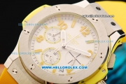 Hublot Big Bang Chronograph Miyota Quartz Movement Steel Case with Yellow Markers and Yellow Rubber Strap - Lady Model