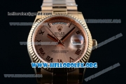 Rolex Day-Date Swiss ETA 2836 Automatic Rose Gold Case with Rose Gold Dial Roman Numeral Markers and Rose Gold Bracelet (BP)