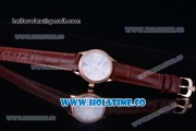 Rolex Cellini Time Asia 2813 Automatic Rose Gold Case with White Dial Brown Leather Strap and Stick Markers