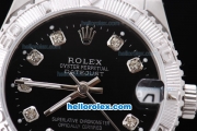 Rolex Datejust Automatic with Black Dial and Diamond Marking-Lady Dize