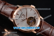 Audemars Piguet Jules Audemars Tourbillon Swiss Tourbillon Manual Winding Rose Gold Case with Silver Dial Stick Markers and Brown Leather Strap (FT)