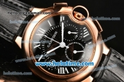 Cartier Ballon Bleu De Medium Chrono Miyota Quartz Rose Gold Case with Black Dial and Roman Numeral Markers