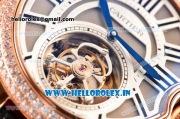 Cartier Ballon Bleu Tourbillon Seagull ST80 Tourbillon Manual Winding Rose Gold Case with Grey Dial and Diamonds Bezel