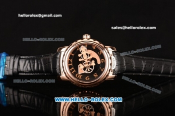 Ulysse Nardin Freak Asia ST22 Automatic Rose Gold Case with Black Dial Numeral Markers and Black Leather Strap - 7750 Coating