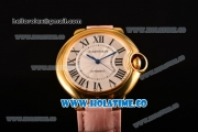 Cartier Ballon Bleu De Medium Asia 4813 Automatic Yellow Gold Case with Silver Dial and Blue Leather Strap - Roman Numeral Markers (GF)