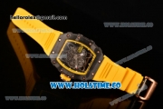 Richard Mille RM35-01 Bubba Watson Tourbillon Manual Winding Carbon Fiber Case with Skeleton Dial and White Dot Markers - Yellow Inner Bezel