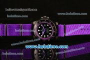 Rolex Sea-Dweller Deepsea Asia 2813 Automatic PVD Case with Purple Nylon Strap and Purple Diver Index