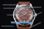 Rolex Milgauss Vintage Asia 2813 Automatic Steel Case with Brown Dial Dot Markers and Brown Nylon Strap