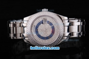 Rolex Day-Date Oyster Perpetual Automatic Full Diamond Bezel and Dial,Blue Circle with Roman Marking-Big Calendar
