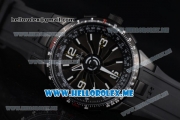 Perrelet Turbine Pilot Asia Automatic PVD Case with Black Dial and Arabic Numeral Markers Black Rubber Strap