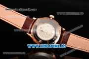 Jaeger-LECoultre Master Perpetual Calendar Asia Automatic Rose Gold Case with White Dial Stick Markers and Brown Leather Strap