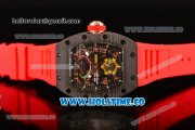 Richard Mille Jean Todt Limited Edition RM 036 Asia Seagull SH Automatic Carbon Fiber Case with Skelton Dial Arabic Numeral Markers and Red Rubber Strap