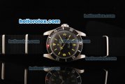 Rolex Submariner Oyster Perpetual Swiss ETA 2836 Automatic Movement Black Dial with Yellow Markers and Black Nylon Strap