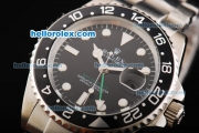 Rolex GMT-Master II Automatic Movement Full Silver Case/Strap with Black Dial and Bezel