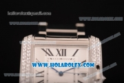 Cartier Tank Anglaise Miyota 9015 Automatic Steel Case/Bracelet with Silver Dial and Roman Numeral Markers - Diamonds Bezel