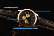 Breitling Transocean Chronograph Quartz Steel Case with Rose Gold Bezel and Black Dial