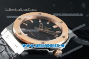 Hublot Classic Fusion Miyota 9015 Automatic Rose Gold Case with Black Dial Stick Markers and Black Genuine Leather Strap