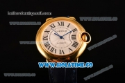 Cartier Ballon Bleu De Medium Asia 4813 Automatic Yellow Gold Case with Silver Dial and Roman Numeral Markers (GF)
