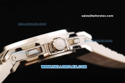 Hublot Big Bang Chronograph Miyota Quartz Movement Steel Case with Diamond Bezel and White Dial - White Rubber Strap