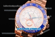 Rolex Yachtmaster II Chrono Swiss Valjoux 7750 Automatic Full Rose Gold with White Dial and Dot Markers (BP)