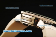 Ulysse Nardin Maxi Marine Chronograph Miyota OS20 Quartz Steel Case with Beige Dial and White Rubber Strap