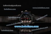 Tag Heuer Carrera Mikrotourbillons Chrono Swiss Quartz PVD Case with Black Leather Bracelet and Black Dial