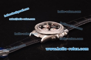 Rolex Daytona Swiss Valjoux 7750-SHG Automatic Diamond Case/Bezel - Black Dial and Black Leather Strap