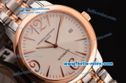 Vacheron Constantin Patrimony Swiss ETA 2824 Automatic Steel Case Rose Gold Bezel with Two Tone Strap White Dial Numeral/Stick Markers
