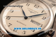 Longines Master Swiss ETA 2824 Automatic Steel Case with White Dial and Steel Bracelet
