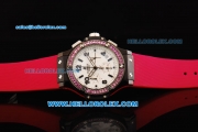 Hublot Big Bang Chronograph Swiss Quartz Movement PVD Case with Diamond Bezel and Pink Rubber Strap-Lady Model