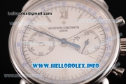 Vacheron Constantin Historiques Cornes de Vache 1955 Chronograph Copy Venus 75 Manual Winding Steel Case with White Dial Silver Stick Markers and Black Leather Strap