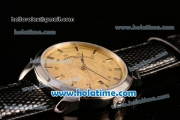 Vacheron Constantin Patrimony Miyota 9015 Automatic Steel Case with Yellow Dial and Black Leather Strap