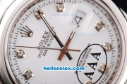 Rolex Datejust Oyster Perpetual Swiss ETA 2836 Automatic Movement Silver Case with White Dial and Diamond Markers