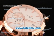 Vacheron Constantin Malte Asia Automatic Rose Gold Case with Brown Leather Strap and White Dial