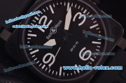 Bell & Ross BR 03-92 Asia 4813 Automatic Movement PVD Case with Black Dial-White Markers and Black Rubber Strap