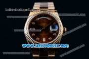 Rolex Day-Date Swiss ETA 2836 Automatic Rose Gold Case with Brown Dial Diamonds Markers and Rose Gold Bracelet (BP)