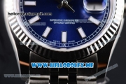 Rolex Datejust Clone Rolex 3135 Automatic Stainless Steel Case/Bracelet with Dark Blue Dial and Stick Markers (BP)