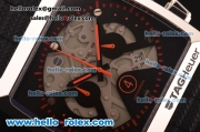 Tag Heuer Monaco Chronograph Quartz Steel Case with Orange Markers and Black Rubber Strap