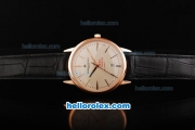 Vacheron Constantin New Model Swiss ETA 2892 Automatic Movement Rose Gold Case with White Dial and Stick Markers