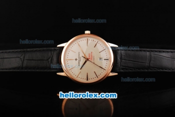 Vacheron Constantin New Model Swiss ETA 2892 Automatic Movement Rose Gold Case with White Dial and Stick Markers