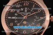 Patek Philippe Grand Complications Perpetual Calendar Miyota Quartz Rose Gold Case with Black Dial and Arabic Numeral Markers