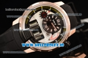 HYT H1 Clone HTY Cal.101 Manual Winding Rose Gold Case with White Dial Arabic Numeral Markers and Rubber Strap