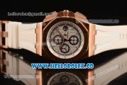 Audemars Piguet Royal Oak Offshore Summer Edition Chrono Clone AP Calibre 3126 Automatic Rose Gold Case with White Dial Stick Markers and White Rubber Strap - 1:1 Original (JF)