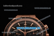 Omega Speedmaster Moonwatch Co-Axial Chrono Clone Omega 9300 Automatic Rose Gold Case/Bracelet with Black Bezel and Stick Markers (EF)