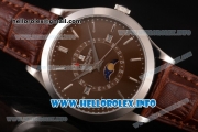 Patek Philippe Grand Complications Perpetual Calendar Miyota Quartz Steel Case with Brown Dial and Silver Stick Markers