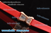 Cartier Tank Enlacée Swiss Quarz Rose Gold Case with Silver Dial and Red Leather Strap